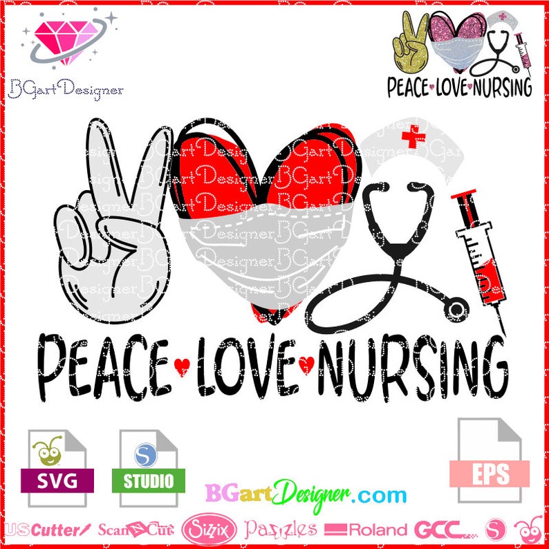 Download Peace love nursing svg cut file Nurse save lives svg Vinyl | Etsy