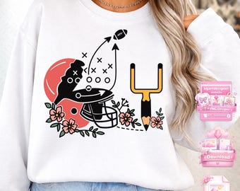 Football png file for Women | Feminine Football Strategy Design PNG | Smart Play American Football T Shirt Digital Download