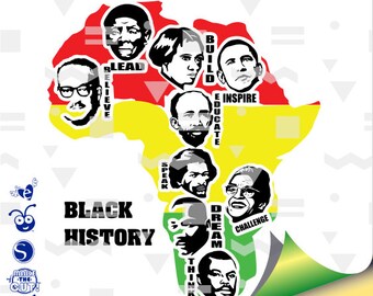 Black history svg file, silhouette and png, african american map