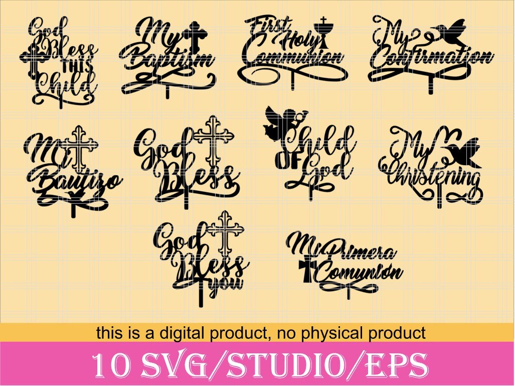 Design for cutting machine cake topper, cake topper baptism, communio…
