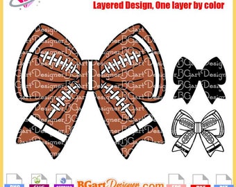 Retro Football Bow SVG Cut File for Fall Game Day Crafts - Perfect for Cricut, Silhouette, DIY T-Shirts, and Football Mom Projects
