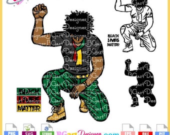 Black Lives Matter SVG Cut File | Afro-American Man Kneeling | Layered Design