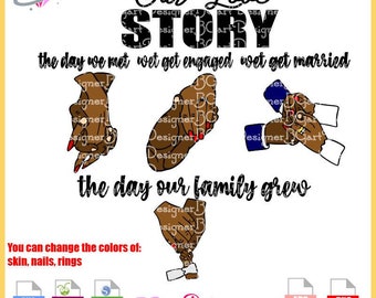 Love story holding finger hands family layered design svg png eps dxf clipart for sublimation, cricut, silhouette, cuttable file vector