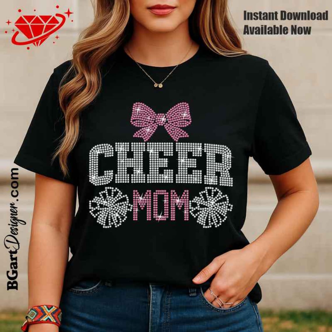 Cheer Mom Rhinestone Svg Template Digital Download, Cheerleader Bling ...