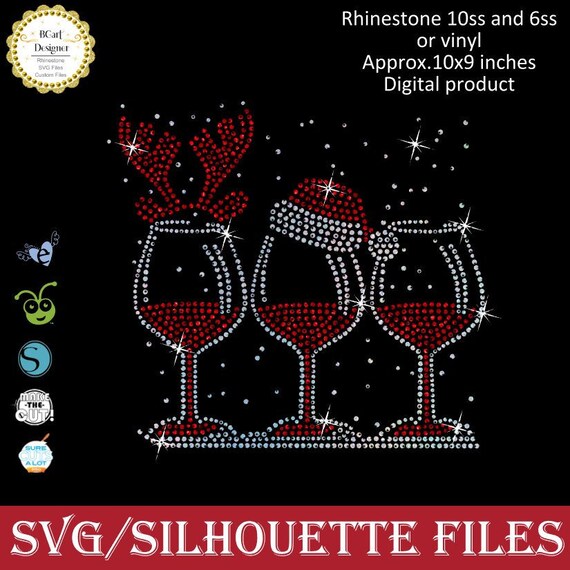 Download Christmas Wine glass svg rhinestone studio files for ...