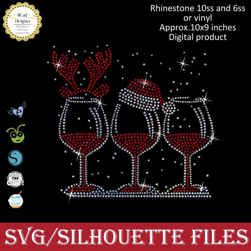 Download Christmas Wine glass svg rhinestone studio files for ...