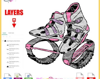 Download kangoo jump boots layered svg and png sublimation, jumping shoes cricut silhouette files