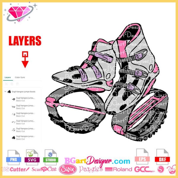 Download kangoo jump boots layered svg and png sublimation, jumping shoes cricut silhouette files
