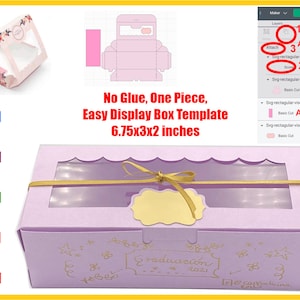 Plantilla de silueta cricut SVG de caja de visualización de descarga instantánea, SVG cortable de caja de regalo, caja de ventana svg, plantilla de caja imprimible, dxf eps png