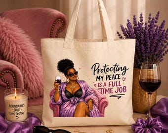 Auntie Coco PNG | Protecting My Peace Is A Full Time Job | Black Girl Soft Life Design | Curvy Black Woman PNG