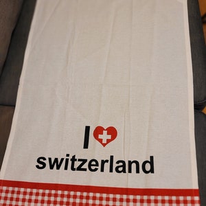 Deadstock I LOVE SWITZERLAND Tea Towel 100% cotton Great Quality Gift Idea Red and White Dish Drying Cloth Free Shipping USA & Canada