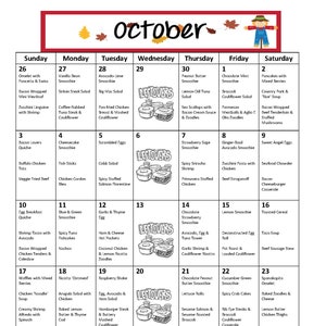 Low Carb October Monthly Meal Plan with Grocery List | Etsy