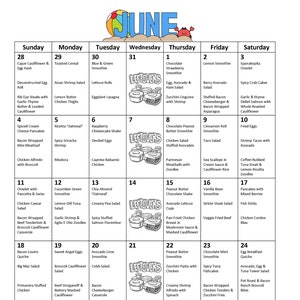 Low Carb June Monthly Meal Plan With Grocery List - Etsy