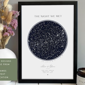Custom Map of the Stars -  Personalized Night sky Print - Wedding Anniversary Gift
