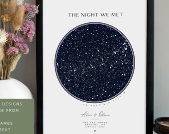 Custom Map of the Stars -  Personalized Night sky Print - Wedding Anniversary Gift