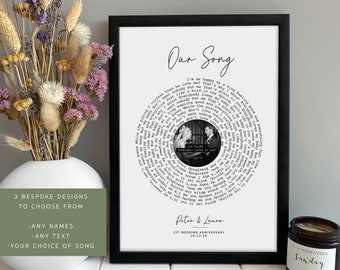 Personalised Anniversary Gift - Song Lyric Print, Wedding Gift, Anniversary Gift, Gift For Him Her, Custom Lyric Print, Song Print, Gift