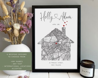 New Home Gift, Personalised Housewarming Gift, New Home Map Print Gift, Valentines Gift for her him, Gifts for home, Moving Gift New Home