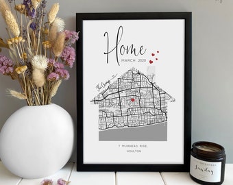 Personalised Housewarming Gifts, Personalised Home Map, First Home Gift for Couple, Gifts for home, Our First Home, Valentines New Home Gift