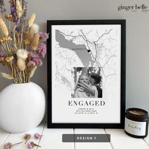 Personalized Couple Map Print - Engagement Gift, Anniversary Gift for her or him Design 1