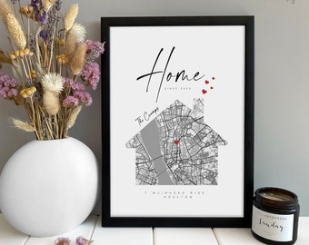 Personalised Housewarming Gifts, Personalised New Home Map, First Home Gift for Couple, New House Gifts, Our First Home, Valentines Gifts