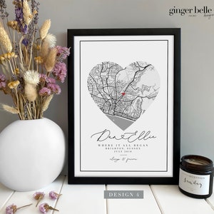 Personalised Anniversary Gift Print Night We Met Gift Map Gift for Her Wife Husband Girlfriend Personalized Wedding Gift Design 4