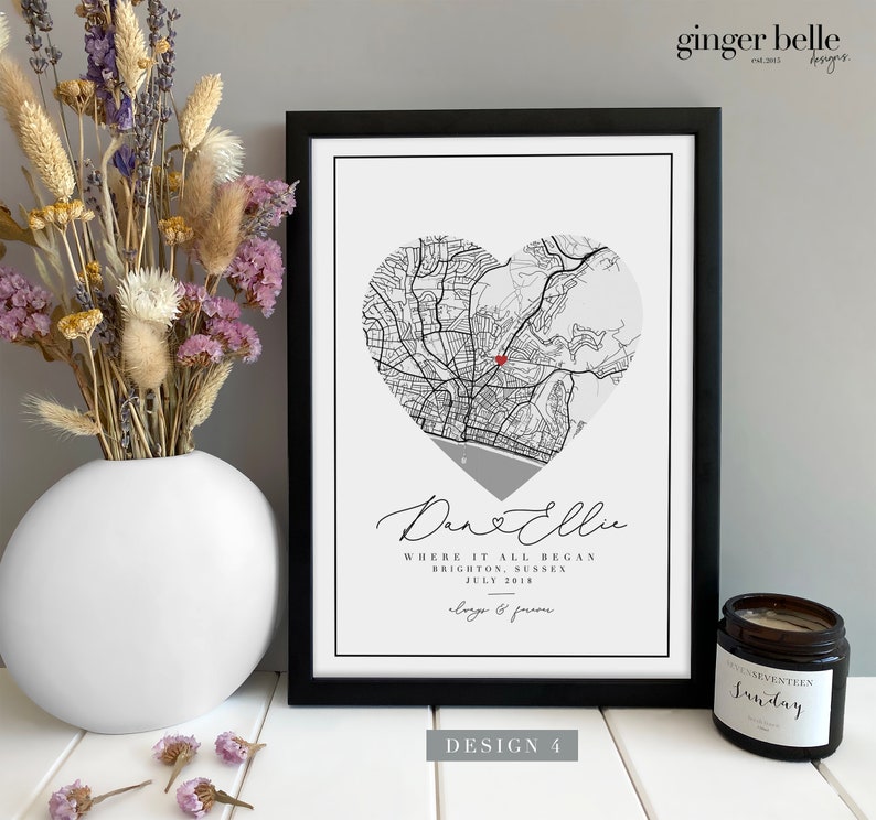 Personalised Anniversary Gift Print Night We Met Gift Map Gift for Her Wife Husband Girlfriend Personalized Wedding Gift Design 4