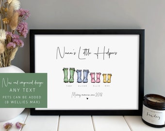 Mothers Day Gift for Nan Mum Nanny | Wellie Family Nan Gift | Welly Family Gift - Gift for Nan Nanny Gran | Gift for Nanny Grandparents