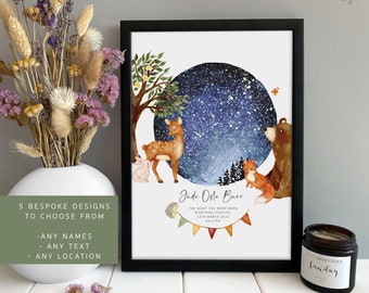 New Baby Star Map Gift | Night You Were Born |  Personalised Gift for New Baby  | Childs Sky Nursery Print | Gift for Newborn Baby Boy Girl