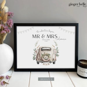 Custom Wedding Gift Personalised Wedding Welly Car Print Mr and Mrs Personalised Wedding Gift Gift for Her Him Wedding Print Gifts image 5