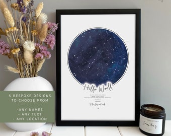 New Baby Star Map Gift | Night You Were Born |  Personalised Gift for New Baby  | Childs Sky Nursery Print | Gift for Newborn Baby Boy Girl