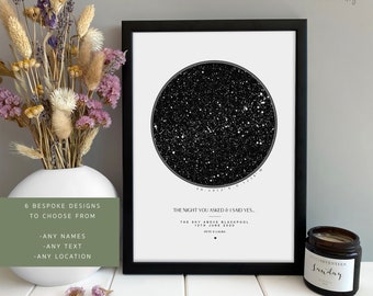 Personalised Star Map Print, Night We Met Anniversary Gift, Valentines Gift for her him, Star Map Poster, Wedding Gift, Constellation Print