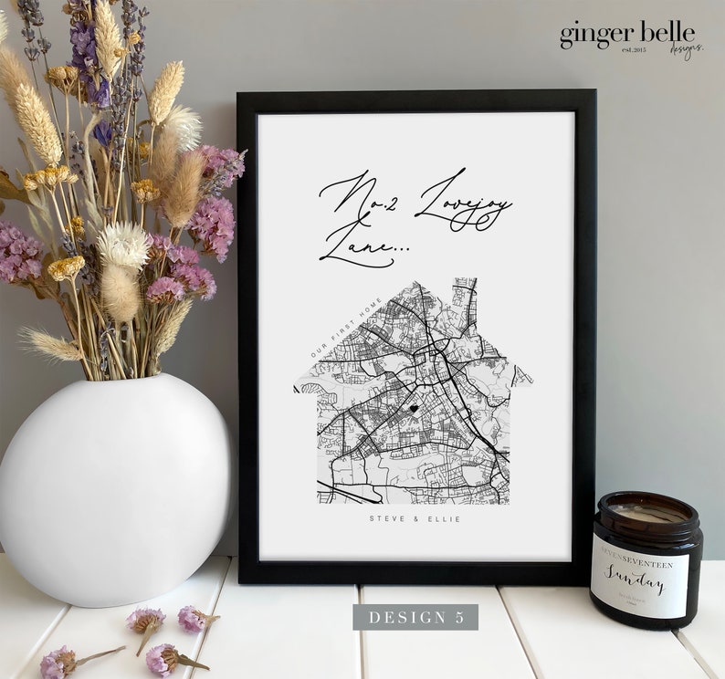 New Home Gift, Personalised Housewarming Gift, New Home Map Print Gift, Valentines Gift for her him, Gifts for home, Moving Gift New Home Design 5