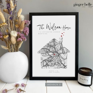 New Home Gift, Personalised Housewarming Gift, New Home Map Print Gift, Valentines Gift for her him, Gifts for home, Moving Gift New Home Design 3