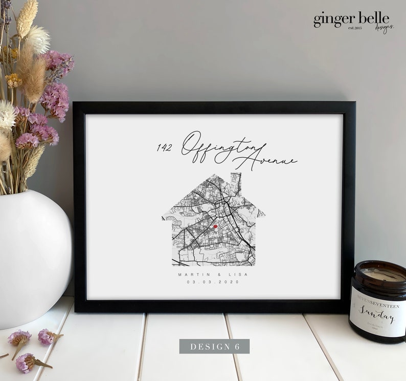 New Home Gift, Personalised Housewarming Gift, New Home Map Print Gift, Valentines Gift for her him, Gifts for home, Moving Gift New Home Design 6