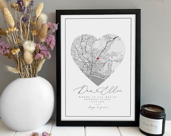 Personalised Wedding Gift | Map Gift for Couple, Wedding location | Anniversary Gift for Wife Husband Girlfriend | Valentines Gift for her