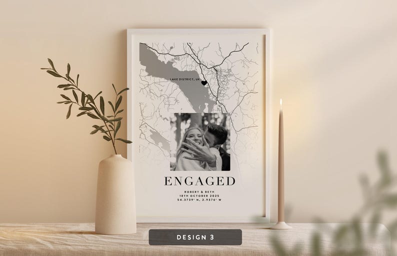 Personalized Map Print - Valentines Day Gift | Anniversary Gift for her/him Design 3