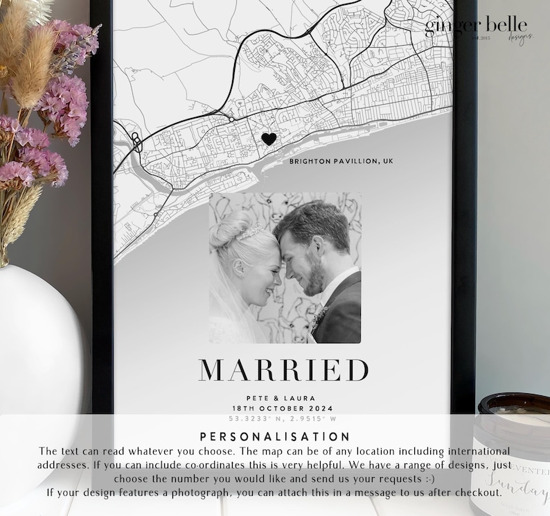 Personalized Couple Map Print - Engagement Gift, Anniversary Gift for her or him image 7