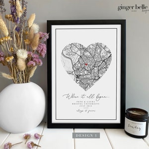 Personalised Anniversary Gift Print Night We Met Gift Map Gift for Her Wife Husband Girlfriend Personalized Wedding Gift Design 1