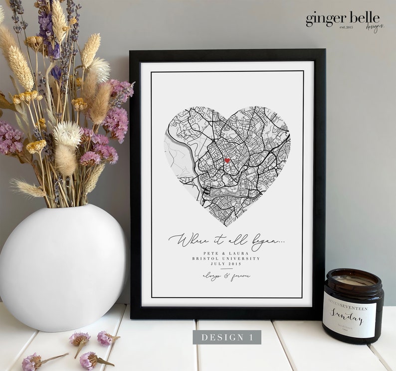 Personalised Anniversary Gift Print Night We Met Gift Map Gift for Her Wife Husband Girlfriend Personalized Wedding Gift Design 1