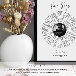 Personalised Anniversary Gift Song Lyric Print, Wedding Gift, Anniversary Gift, Gift For Him Her, Custom Lyric Print, Song Print, Gift image 2