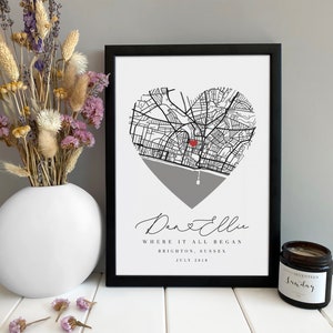 Personalised Wedding Anniversary Gift | Custom Map Print | New home | Valentines Gift for Her Him | Paper First Anniversary Couples Gift