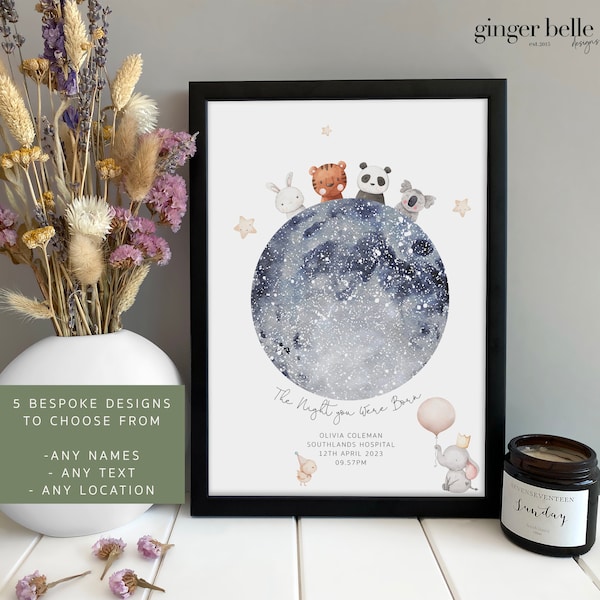 New Baby Star Map Gift | Night You Were Born |  Personalised Gift for New Baby  | Childs Sky Nursery Print | Gift for Newborn Baby Boy Girl