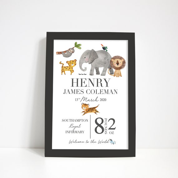 Personalised Animal Print New Baby Girl Boy New Born Christening Gifts