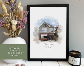 Personalised Housewarming Gifts, Personalised New Home Print, First Home Moving Gift for Couple, Our First Home, New Home Digital Painting