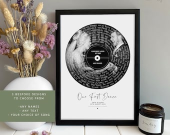 Wedding Anniversary Gift for him her | Anniversary Gift | Anniversary Gifts | Print Vinyl Record Song Lyrics Wedding Valentines Gift Her Him