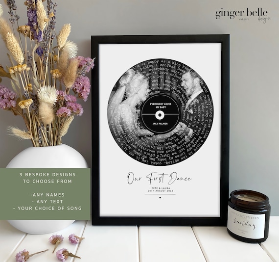 Personalised Anniversary Song Gift, Personalised Christmas Gift for him, Music Gift, Personalized First Dance Gift - Custom Lyric Print