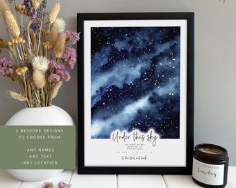 Custom Couples Star Map Gift - Night We Met Print | Wedding Anniversary Gift for Her Wife Husband Girlfriend | Night Sky Constellation Print