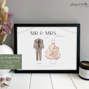 Custom Wedding Gift Personalised Wedding Welly Car Print Mr and Mrs Personalised Wedding Gift Gift for Her Him Wedding Print Gifts image 1