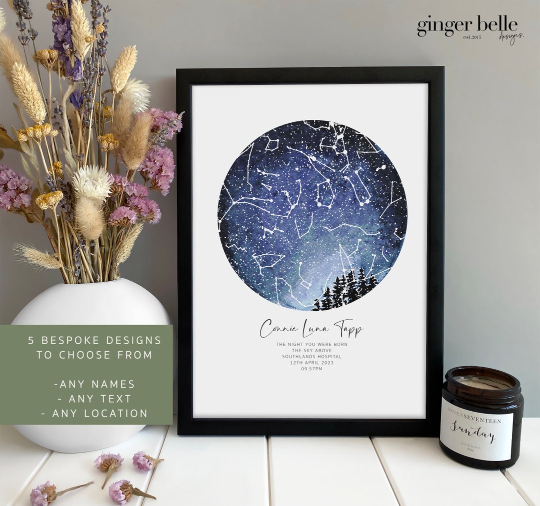 New Baby Star Map Gift | Night You Were Born | Personalised Gift for ...
