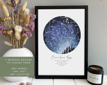 New Baby Star Map Gift | Night You Were Born |  Personalised Gift for New Baby  | Childs Sky Nursery Print | Gift for Newborn Baby Boy Girl